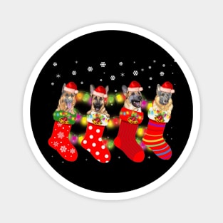 German Shepherd Stocking Christmas Lights Funny Socks Xmas Magnet